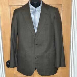 Brooks Brothers Dark Brown Plaid Wool Suit Size 37 Jacket Pants 30x29 Vtg Y2K